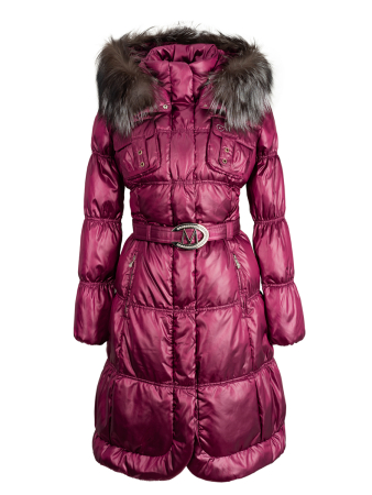 Пух пальто жен Milana чернобурка (брусника)