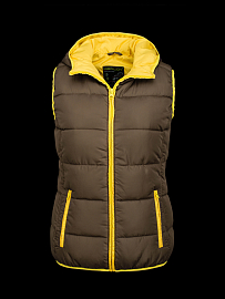 Жилет женский на синтепухе Merlion ELENA (шоколад/желтый)